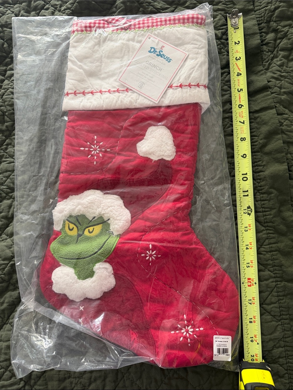 NWT pottery barn kids Dr. Seuss The Grinch Red Kids Holiday Stocking no monogram